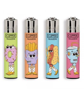Accendino Clipper Large FOOD FOR THOUGHT conf. 48 pz. assortiti con 4 grafiche
