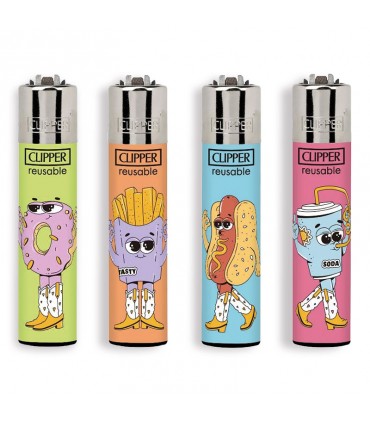 Accendino Clipper Large FOOD FOR THOUGHT conf. 48 pz. assortiti con 4 grafiche