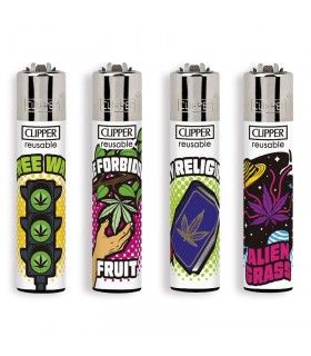 Accendino Clipper Large WEED LAWS conf. 48 pz. assortiti con 4 grafiche