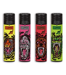 Accendino Clipper Large jet WILD ANIMALS conf. 48 pz. assortiti con 4 GRAFICHE .