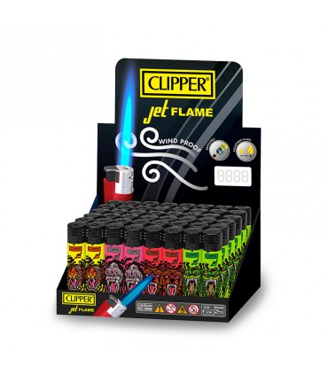 Accendino Clipper Large jet WILD ANIMALS conf. 48 pz. assortiti con 4 GRAFICHE .