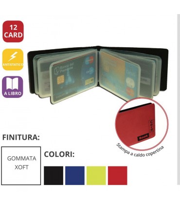 Portacard a 12 Scomparti con Disposizione e Libro in PVC Expo da 24 pz. ass. in 4 colori