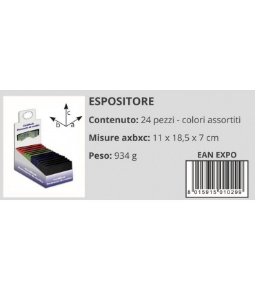 Portacard a 12 Scomparti con Disposizione e Libro in PVC Expo da 24 pz. ass. in 4 colori