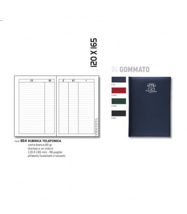 Rubrica Telefonica 12.16.5 Mod.Gommato disponibile in 4 colori