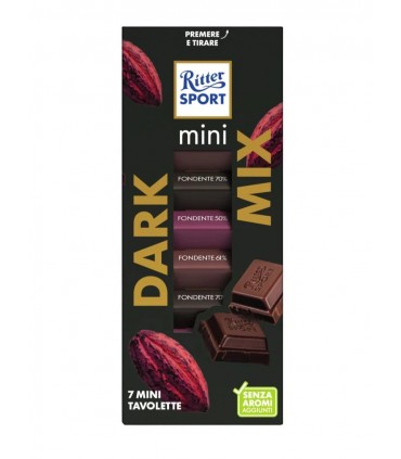 RITTER SPORT MINI TOWER DARK 7 MINI TAVOLETTE DA 16.67GR ASSORTITE IN 3 GUSTI