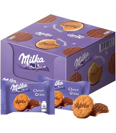 MILKA CHOCO&GRAIN BISCOTTI INTEGRALI RICOPERTI DI CIOCCOLATO 42g CONF. 24 PZX3PZ