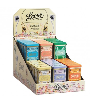 PASTIGLIE LEONE lattine classiche expo CONF. DA 24 PZ. da 30g gusti assortiti