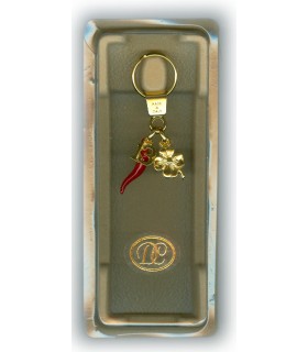 Corno Portafortuna in Metallo Artigianale e Smaltato a Mano NUM.13 e quadrifoglio CONFEZIONATO IN ELEGANTE SCATOLA DA REGALO