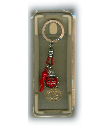 Corno Portafortuna in Metallo Artigianale e Smaltato a Mano Con coccinella CONFEZIONATO IN ELEGANTE SCATOLA DA REGALO