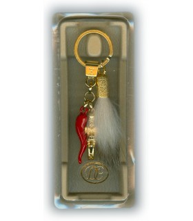 Corno Portafortuna in Metallo Artigianale Smaltato a Mano Con GOBBO E PELO DI TASSO CONFEZIONATO IN ELEGANTE SCATOLA DA REGALO