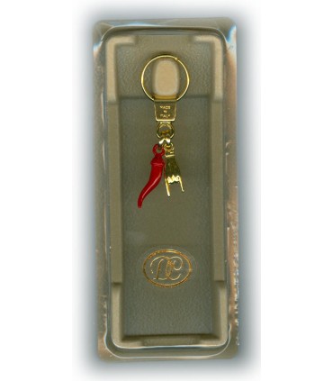 Corno Portafortuna in Metallo Artigianale e Smaltato a Mano CON PELO DI TASSO E MANO CONFEZIONATO IN ELEGANTE SCATOLA DA REGALO