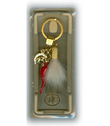 Corno Portafortuna in Metallo Artigianale e Smaltato a Mano CON PELO DI TASSO CONFEZIONATO IN ELEGANTE SCATOLA DA REGALO