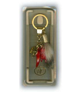 Corno Portafortuna in Metallo Artigianale Smaltato a Mano Con Pelo di Tasso NUM.13 CONFEZIONATO IN ELEGANTE SCATOLA DA REGALO