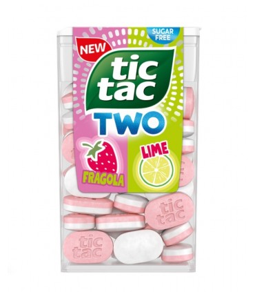 TIC TAC TWO ALLA FRAGOLA&LIME SENZA ZUCCHERO ASTUCCIO CONF. 8 PZ.