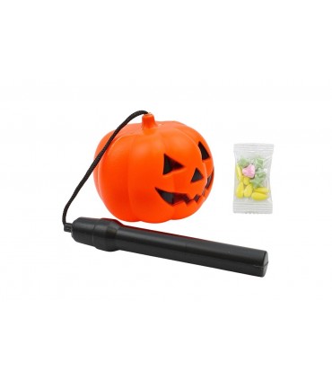 ZUCCA DI HALLOWEEN GIOCATTOLO CON LUCE ARANCIONE E CARAMELLE ALL'INTERNO AL GUSTO TUTTI FRUTTI Pz 12 x 3g