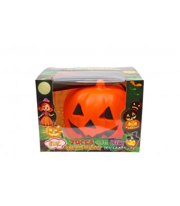 ZUCCA DI HALLOWEEN GIOCATTOLO CON LUCE ARANCIONE E CARAMELLE ALL'INTERNO AL GUSTO TUTTI FRUTTI Pz 12 x 3g