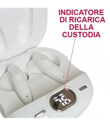 AURICOLARI LILLI EARPHONE BLUETOOTH TOUCH COLORE BIANCO CON BASE DI RICARICA